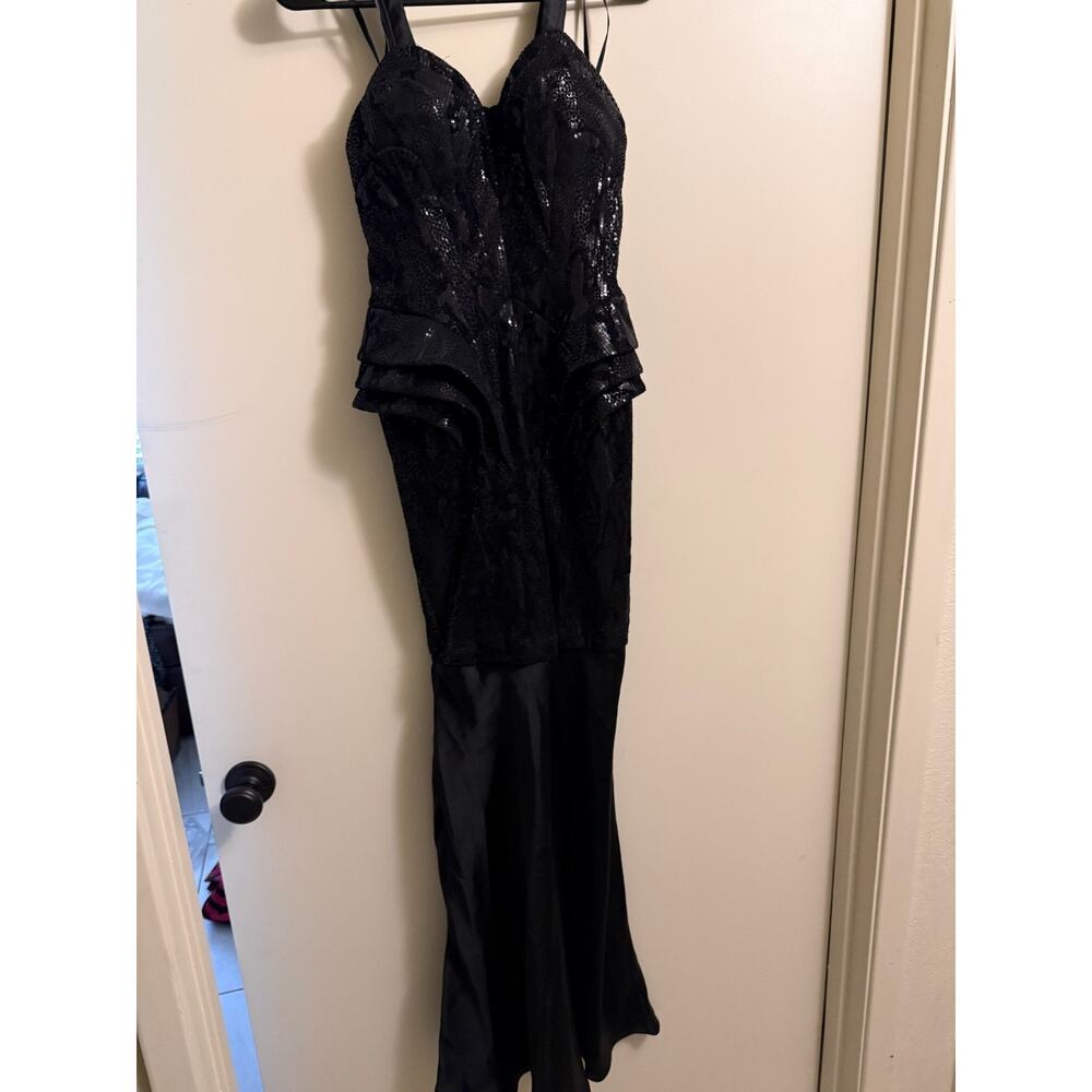 Abyss by Abby Black Sequin Corset Formal Dress Women’s Size S Custom Hem Maxi
